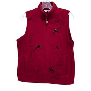 Northern Reflections Holiday Vest Sz SP Cranberry Red Cardinal Sequins Christmas